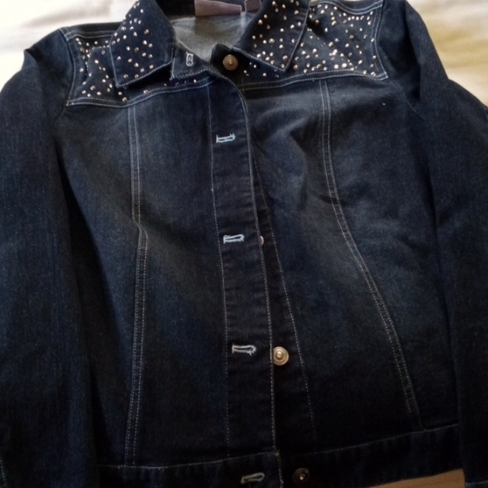 Chico's studded black jean jacket 10/12